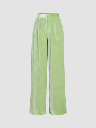 Corduroy Solid Wide Leg Pants