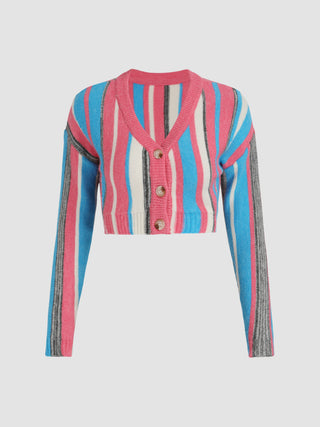 Cotton Candy Carnival Striped Cropped Cardigan