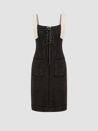 Cotton Knit Pocket Overall Mini Dress