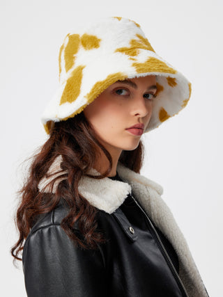 Cow Print Fuzzy Bucket Hat