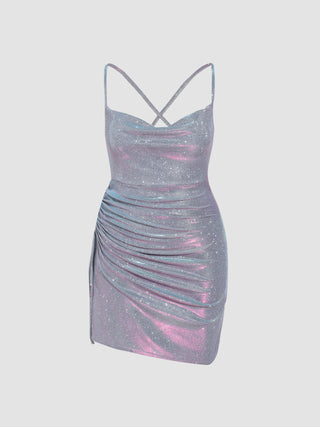 Cowl Neck Glitter Mini Dress Curve & Plus