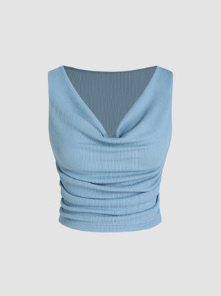 Cowl Neck Ruched Tank Top