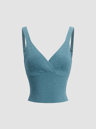 the rib knit crop top in blue