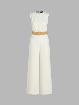 Cut Out Belted Jumpsuit (XXS / Ivory)