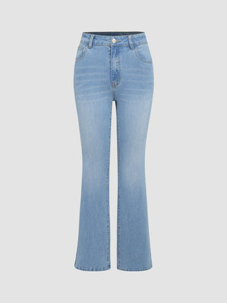 Cut Out Chain Detail Mid Waist Flared Jeans