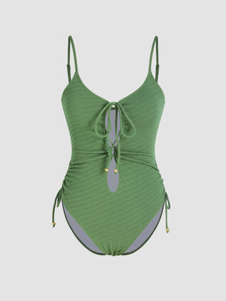 Cut Out Drawstring Shaping One Piece Swimsuit