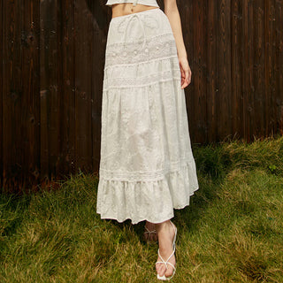 Jacquard Cotton Blends Maxi Skirt