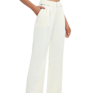 DECIVI High Elastic Waist Pants for Women Straight Wide Leg Trousers with Pockets