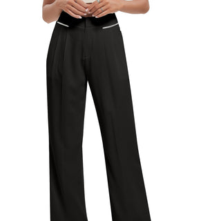 DECIVI High Elastic Waist Pants for Women Straight Wide Leg Trousers with Pockets