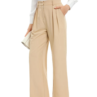 DECIVI Women's Casual Striped High Waisted Wide Leg Pants Elastic Waist Loose Fit Trousers