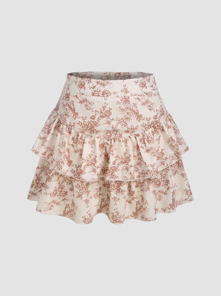 Delicate Kiss Tiered Mini Skirt (L / Multicolor)