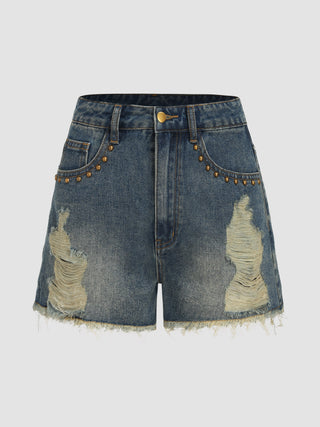 Denim Beaded Ultra Shorts