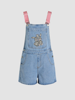 Denim Bunny Buckle Pocket Romper (XL / Denim)