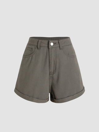 Denim Cargo Wide Leg Shorts