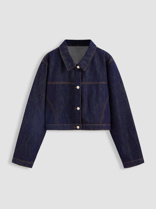 Denim Collar Button Jacket