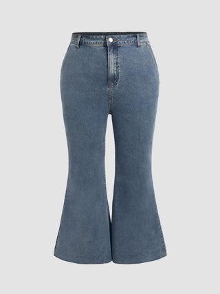 Denim Flared Trousers Curve & Plus