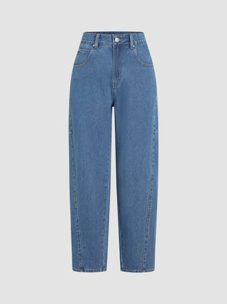 Denim High Waist Tapered Jeans