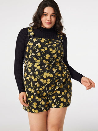 Denim Lemon Pattern Romper Curve & Plus