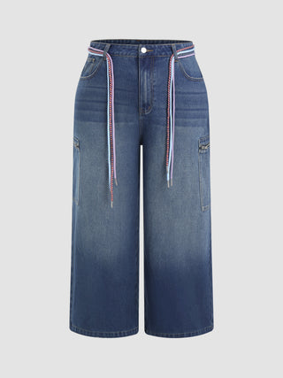 Denim Middle Waist Wide Leg Jeans Curve & Plus