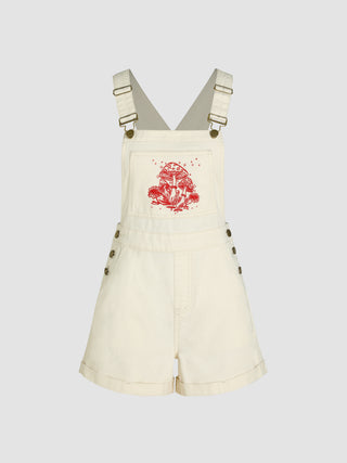 Denim Mushroom Roll Hem Romper