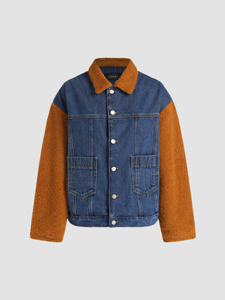 Denim Teddy Patchy Jacket