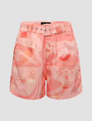 Dessert Print Belt Shorts