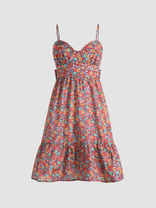 Ditsy Floral Tie Back Mini Dress