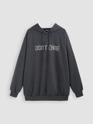 DON'T CARE Terry Drawstring Oversized Hoodie