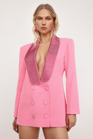 Dorothy Diamante Vneck Blazer (L / Pink)