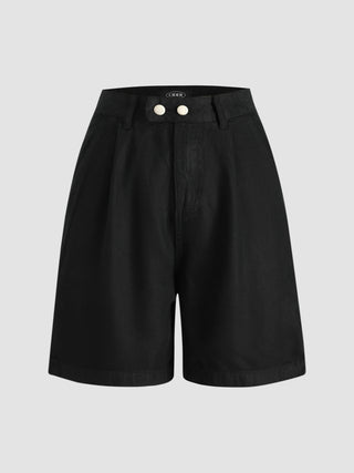 Double Button Casual Midi Shorts