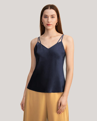 Double Strap Silk Camisole (Navy Blue / 2)