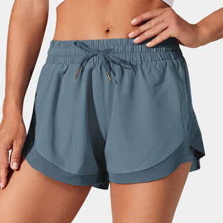 Drawstring Contrast Flowy Mesh 2-in-1 Shorts