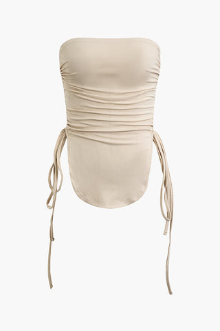 Drawstring Side Tube Top (XL / BEIGE)