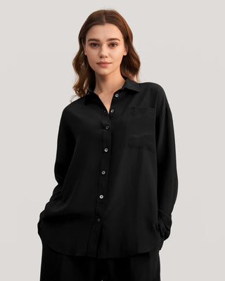 Drop Shoulders Oversize Silk Shirt