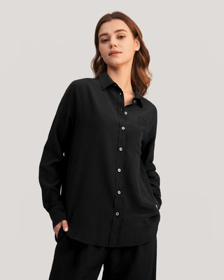 Drop Shoulders Oversize Silk Shirt