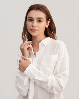 Drop Shoulders Oversize Silk Shirt