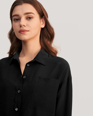 Drop Shoulders Oversize Silk Shirt