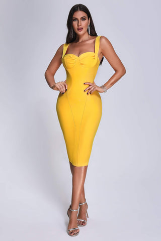 Eamon Midi Bandage Dress (M / Yellow)