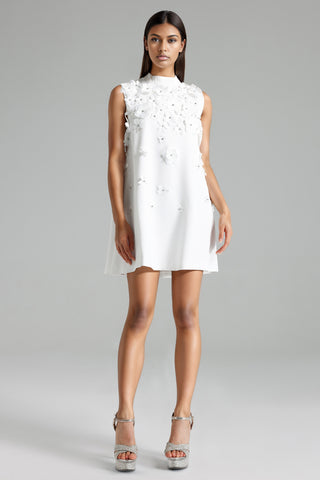 Elliott Sleeveless Flowers Mini Dress (S / White)