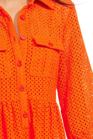 Eloise Dress – Tangerine Eyelet