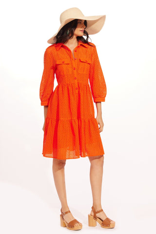 Eloise Dress – Tangerine Eyelet