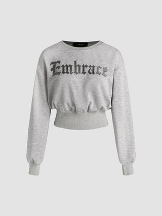 EMBRACE Round Neckline Crop Sweatshirt