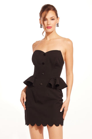 Strapless Peplum Mini Dress - Black