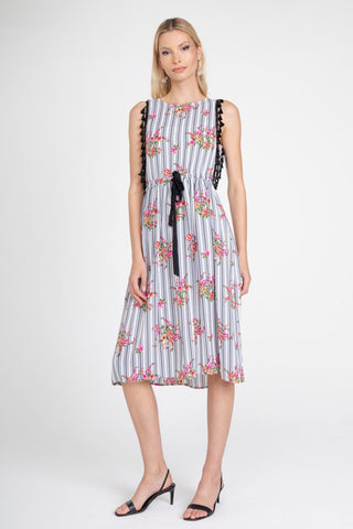 Stripe Tassle Midi Dress