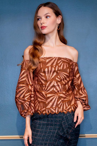 Shine Lace Blouse – Copper Metallic