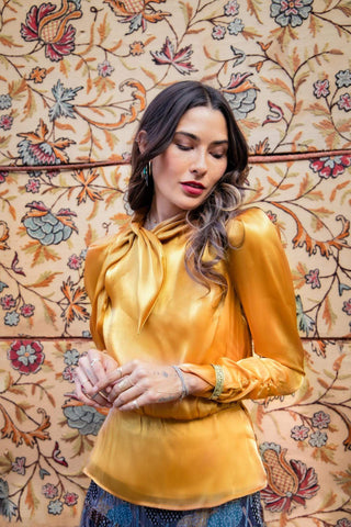 Zadi Organza Blouse in Autumnal Ochre