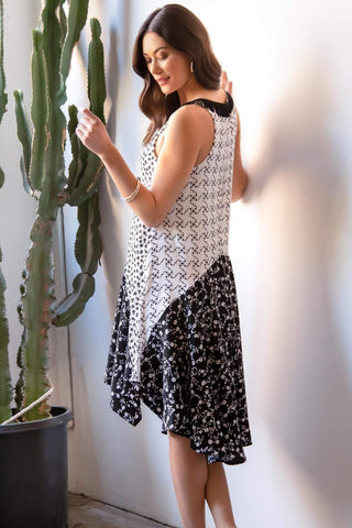 Claire Dress - Black & White Floral