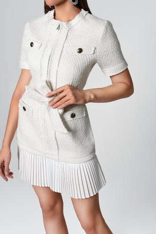 Fannie Tweed Coat Mini Dress (M / White)