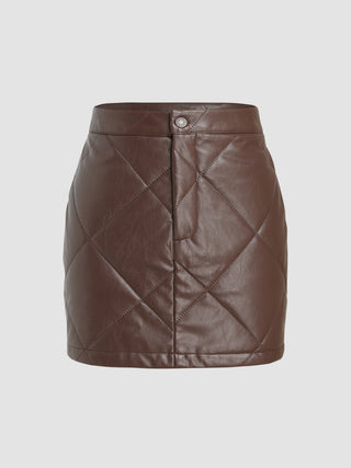 Faux Leather Mid Waist Short Skirt