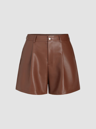 Faux Leather Middle Waist Shorts Curve & Plus